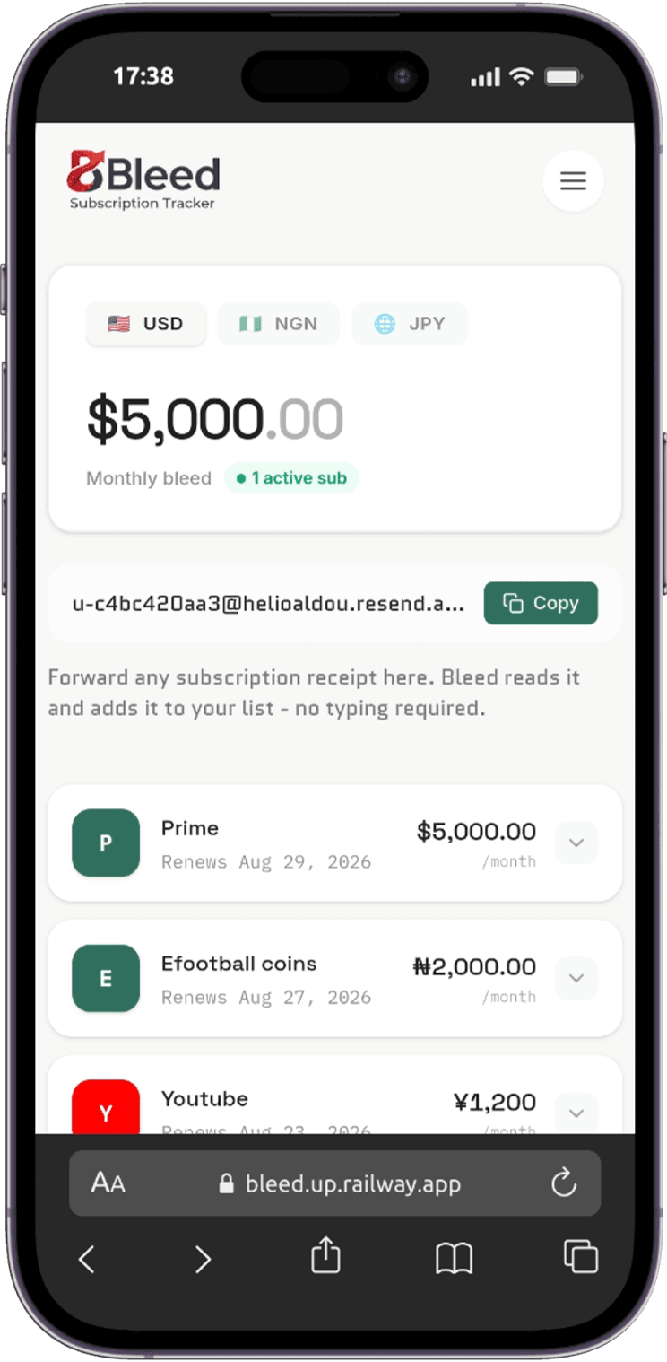 Bleed Mobile App Interface